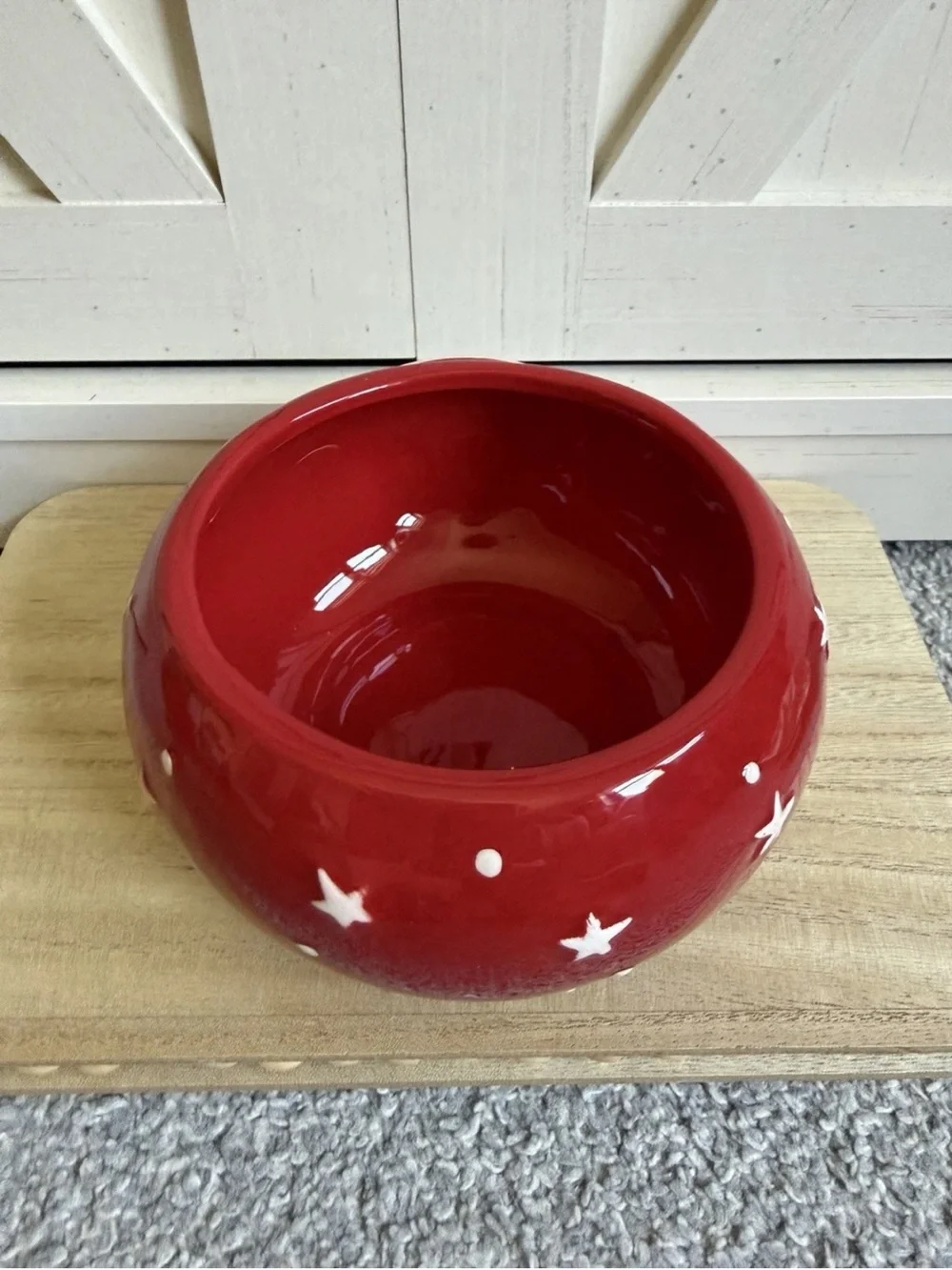 Johanna Parker Red Luna Moon Man bowl Patriotic Valentines Day HTF